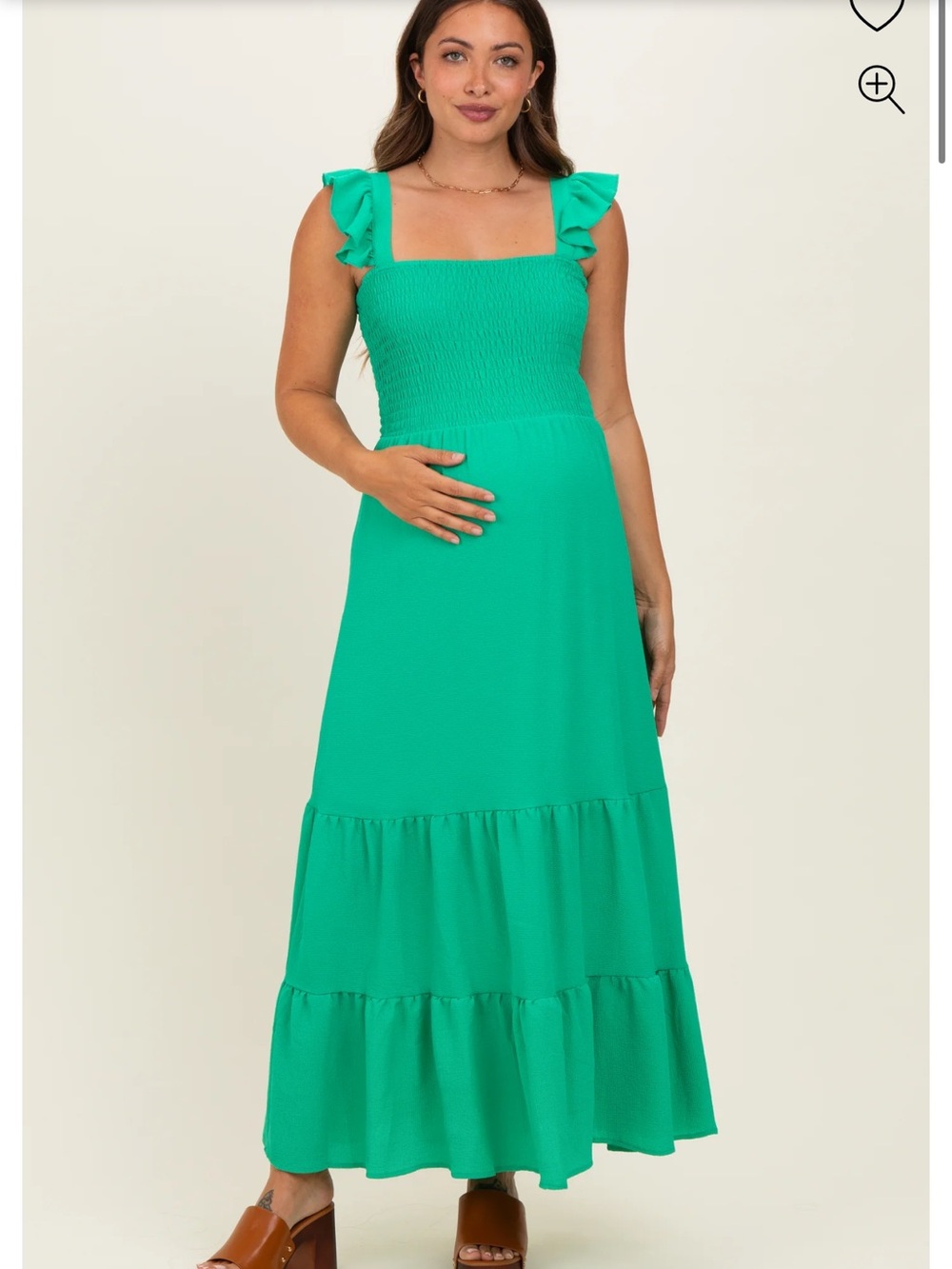 Pinkblush Emerald Green Smocked Maxi Dress with Ruffle Straps